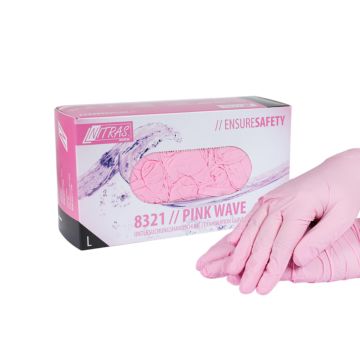 Nitrile gloves pink size L